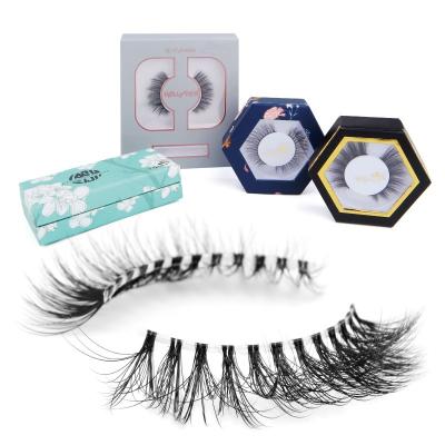 China Dual Layer 3D/Hollyrem Faux Mink Clear Band Eyelashes Cruelty Lightweight Tapered Free Makeup With Custom Bundles Lashes Vendor for sale