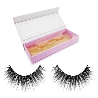 China Wholesale Hollyren Volume Double False 3D Russian Mink Eyelashes Natural Silk Eyelashes Premium Synthetic False Lashes Making for sale