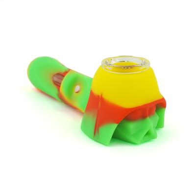 China CLASSIC Detachable Silicone Smoking Pipe Tobacco With Glass Bowl Jar And Air Vent Silicone Pipe Smoking Accessories for sale