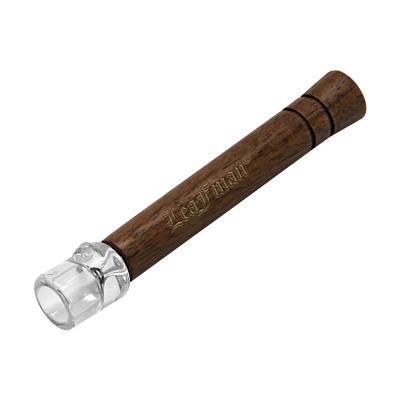 China Craftsman Glass One Hitter Pipes Smoking Us Wooden Handle Walnut Tobacco Pipe Smoking Accessories for sale