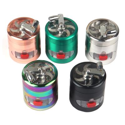 China For Tobacco Spices Small Herb Grind New Style Side-open 4 Layers Hand Crank Dry Herb Grinder 63x68mm Rainbow Kit Herb Shake Smoking Crusher Tobacco Accessories for sale