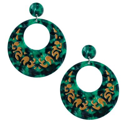 China BOHEMIA Fashion Dangle Colorful Tortoiseshell Women's Jewelry Earring Acetate Earrings 2022 Trend Accessories Circle Earrings Wholesale for sale