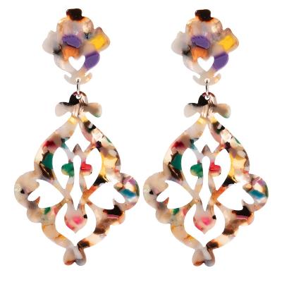 China BOHEMIA Tortoiseshell Earrings For Women Acetate Jewelry Fashion Dangle Long Earring Flower Design Resin Acrylic Accessories Wholesale for sale