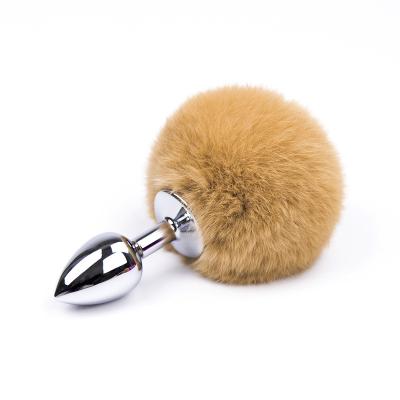 China Toy Factory Direct Sales Rabbit Tail Anal Plug Fur Flirting Tools Feather Anal Plug for sale