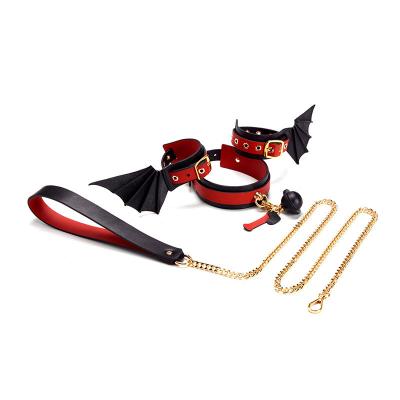 China BDSM Sex Sex Bondage Handcuffs Collars Binding SM Products Adult Leather Training Set for sale