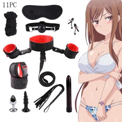 China BDSM Sex 11 Pcs Sex Bondage Restraints SM +Anal Bondage Plug+Masturbation Device Bondage Kit for sale