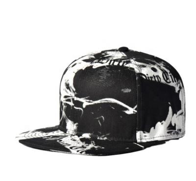 China JOINT Black Ink Pattern Snapback Cap Male And Female Flat-Brimped Outdoor Graffiti Sunscreen Cap for sale