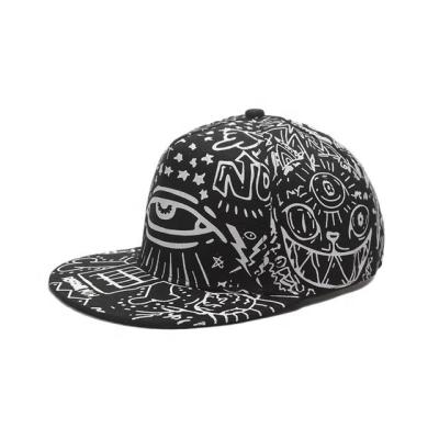 China COMMON black graffiti printing dark eye hat hip hop street flat cap for men and women in autumn and winter snapback hat for sale