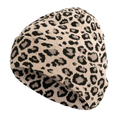 China COMMON winter custom wool knit beanie hat fashion wool beanie hat women to keep warm leopard print beanie hat for sale