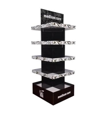 China 350g CCNB & K6+ Corrugated Paper Tiered 5 Four Sides Square Floor Display Rack , Corrugated Paper Standee For Supermarket Favors for sale