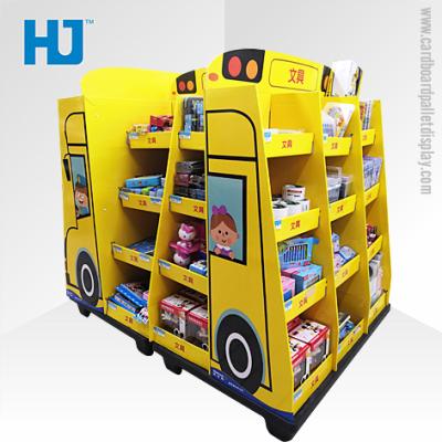 China Retail New Design Custom Truck Form Cardboard Promotions Floor Display Stand For Stationery for sale