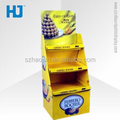 China POS cardboard ferrero rock chocolate candies display rack for supermarket promotion,pallet shelves paper display ZSJ-1383 for sale