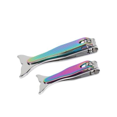 China Newest Hot Sale Portable Colorful Titanium 2pcs Fish Nail Clippers Sharp Cutter Set With Tin Box Pack for sale