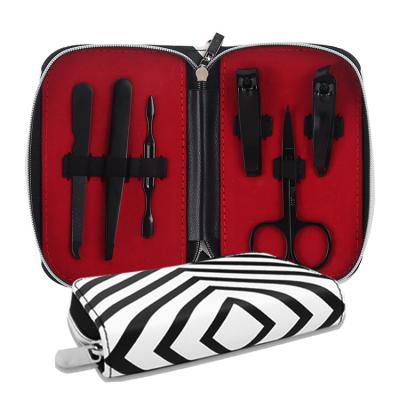 China New Arrival 6 In1 Promotion Gift Bag Portable Manicure Toe Nail Black Clipper Set for sale