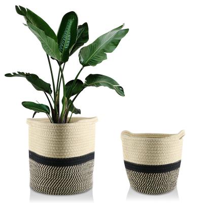 China Cotton flowerpot storage minimalist rope woven basket decoration home furniture flowers basket green plant floral weaving decoration for sale