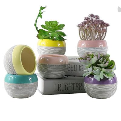 China Flower Shape Bowl Flower Pot Plant Succulent Pot Garden Design Nordic Creative Round Ceramic Wholesale Minimalist Balcony Small Planter for sale