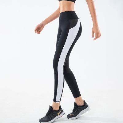 China White Stripe Gym Wear Melody Gym Lift Pants Women Workout Pants Ladies Fitness Breathable Wormless Active Yoga Pants White Side Gaiters for sale