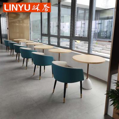 China Modern Guangzhou Marble Stone Base Restaurant Cafe Furniture Wood Top Dining Table And Chair For OPPO Group à venda