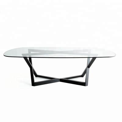 China DINING TABLE 6 seater glass top dining table, stainless steel dining table with glass, bases for glass top for sale