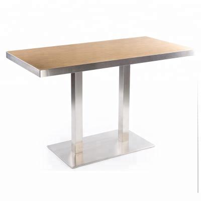 China High End Rectangle Cafe Restaurant Table, High End Modern Wooden Stainless Steel Base HPL Restaurant Dining Table for sale