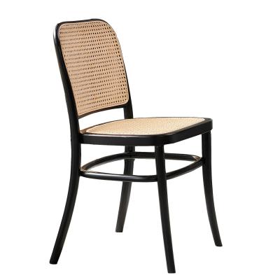 China Hot RW-003 Hospitality Rattan Real Rattan Restaurant Designer Wooden Backrest Dining Chair Solid Wood And Cane Wood Seat for sale