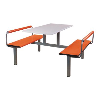 China LL-HF-B012 Original Modern Minimalist Design High End Wooden Metal Restaurant Dining Table and Steel Booth Set for School Canteen for sale