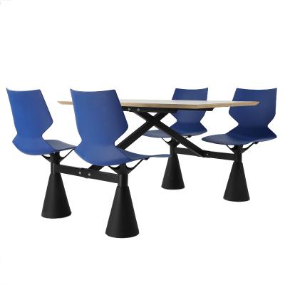 China LL-HFF009 Minimalist connection HPL table mild steel metal frame and colorful pp school canteen table chairs set for sale