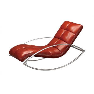 China LL-F-2035 Stainless Steel PU Leisure Comfort Reclining High End Leather Lounge Relax Sleeping Rocking Chair for Hotel and Lounge for sale