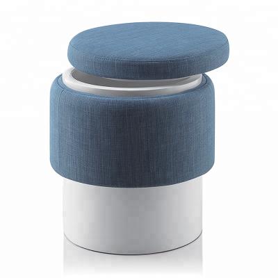 China LA-22 Eco-friendly Faux Fur And Genuine Leather And Cloth Round Shoe Storage Stool for sale