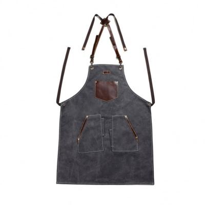 China 3 Large Pockets Work Products Detachable Durable Water Resistant Apron Simple Innovative Fashion Eco-Friendly/Durable/Washable Vintage For Bar Cafe BBQ for sale