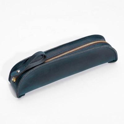 China Schools & Hot Selling Genuine Leather Offices Zipper Pencil Bag For School / Office / Work for sale