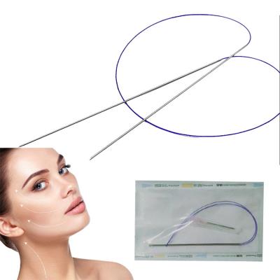 China Easy To Use Absorbable Face Medical Beauty Polydioxanone Suture Casting Double Needle Tooth PDO Double Needle Tooth Lift Thread 19G 100mm/380mm for sale