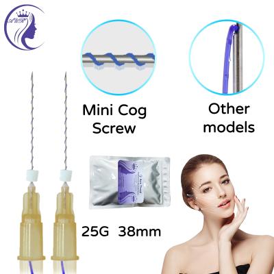 China Easy To Use Most Popular Line PDO Mini Cog Screw v Wire Screw PDO Tooth 4D Sharp Needle Face Lift Mini Korean Barbed Wire for sale