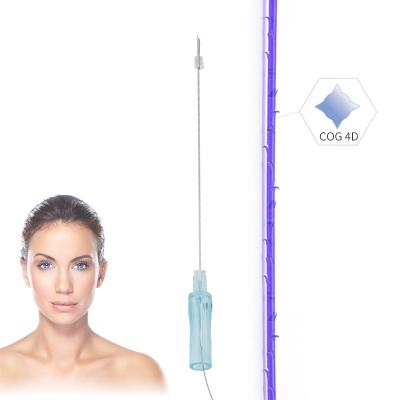 China Easy to use face lifting needle 4D tooth 23G 60mm hilos PDO maker collagen skin v line barbed wire for sale