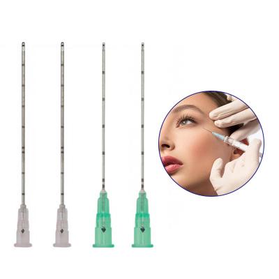 China Nasolabial fold/blunt cannula 23g 70mm hot sale lip/face/body cannula micro korean dermal hyaluronic acid syringe for sale