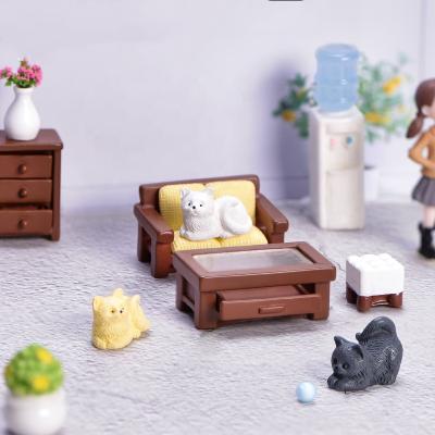 China Other Miniature Dollhouse Simulation Home Furniture Sofa Bedside Table Stools Resin Crafts for sale