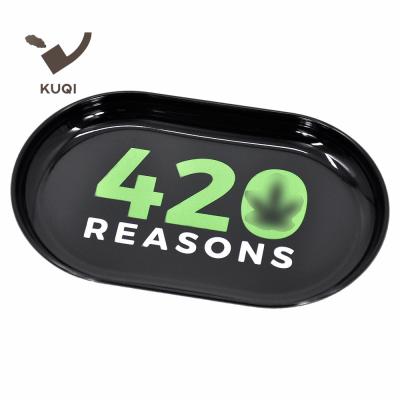 China Weed cigarette tray rolling tray / new creative tinplate tobacco pattern small for sale