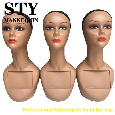 China Other Black Male Female Realistic Female Mannequin Head Makeup Display Wig Mannequin Red Lips for sale