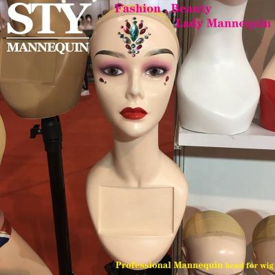 China Other Pink Plastic Mannequin Head Mannequins Female Head For Wig Mannequin Head With Makeup for sale