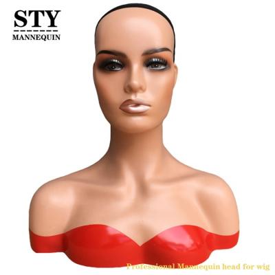 China The other mannequin with makeup and half shoulder mannequin stand wig display mannequin head for sale