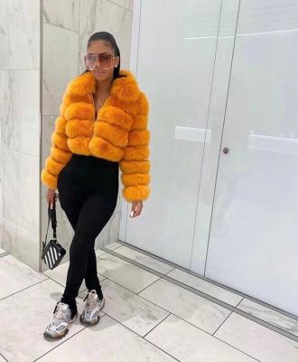 China New Winter Design Motorcycle Faux Fur Jacket Viable Artificial Fur Crop Coats For Ladies for sale