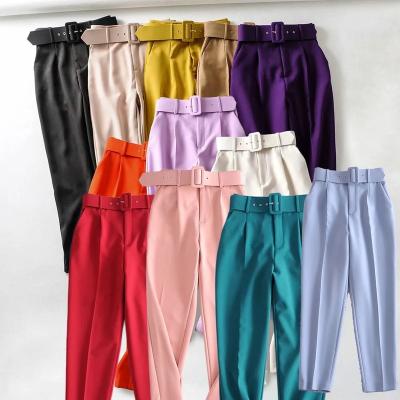 China 2022 Good Quality Women Girls Breathable Ladies Fashion Leisure Casual Pants With Belt for sale