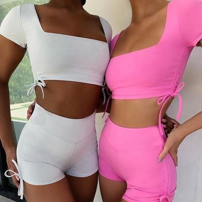 China Viable Summer Yoga Shorts Suit Gym Clothing Shorts Set High Quality Sports Gym Fitness Sets For Women for sale