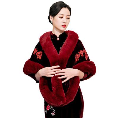 China Popular Wholesaler Chinese Traditional Winter Embroidered Wedding Shawl For Women's Evening Party for sale