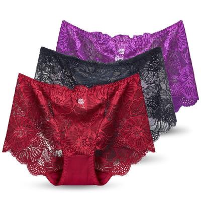 China Sexy lingerie woman mature women see sexy lace underwear lingerie women lace shorts panties lace embroidery panties for sale