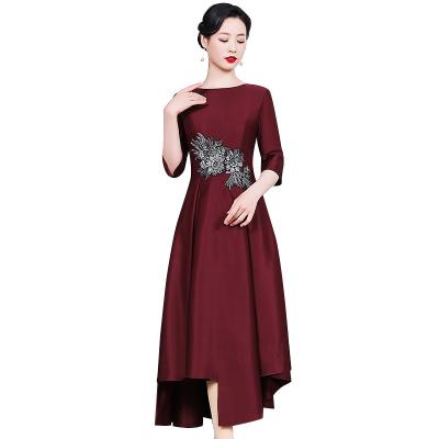 China Anti-wrinkle factory wholesale cheap price party red evening dress long embroidered ladies dress for sale