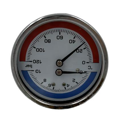 China Low Price 60mm Black Steel Bottom Temperature And Pressure Gauge Built-in Water Pressure Gauge for sale