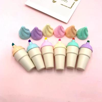 China Promotional Markers & Hot Sale 6 Color Ice Shape Mix Color Marker Pen Mini Cute Highlighter Bar Pen For School Kids for sale