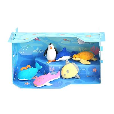 China Cute Eraser.stationery Sea Animal Shape 3D Eraser Eraser 3D Eraser Plastic Food Box Packaging for sale