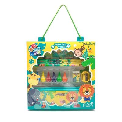 China Kids Drawing Stationery Cartoon Stationery Gift School Pencil Eraser Pencil Case/Ruler Drawing Set Set For Kids for sale